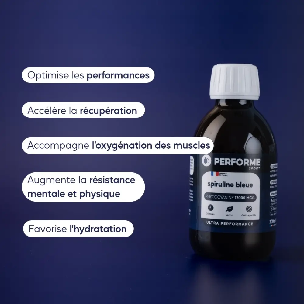 Spiruline bleue 12 000 mg/l phycocyanine - 200 ml — Performe