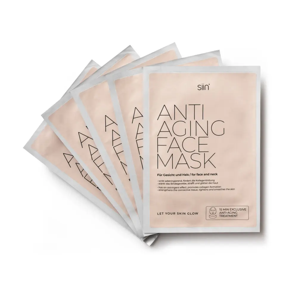 FACE MASK ANTI AGING. Für Gesicht und Hals, 5 Stück in Einer Box. — siin