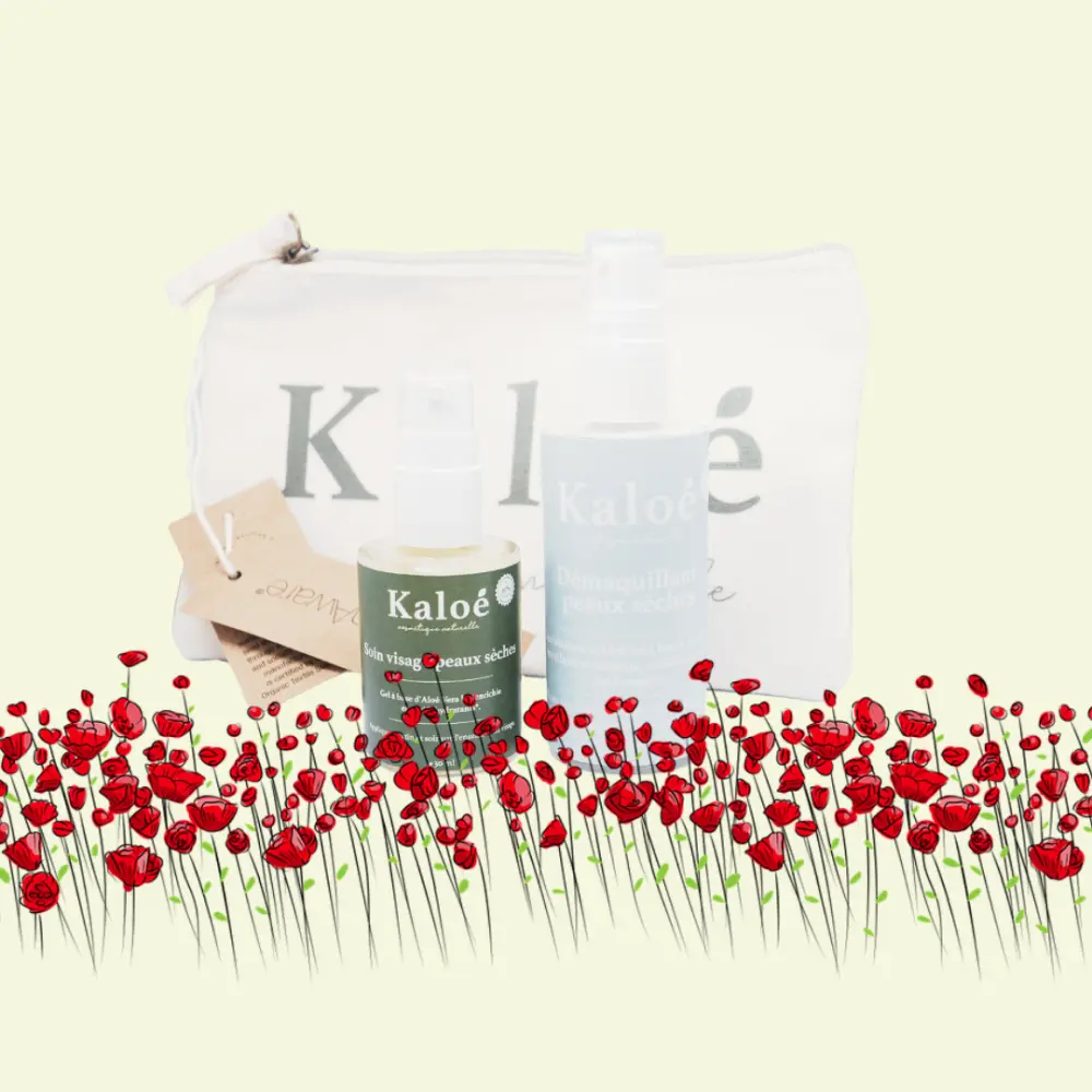Gesichtspflege trockene Haut + Make-up-Entferner + Kosmetiktasche S — Kaloé