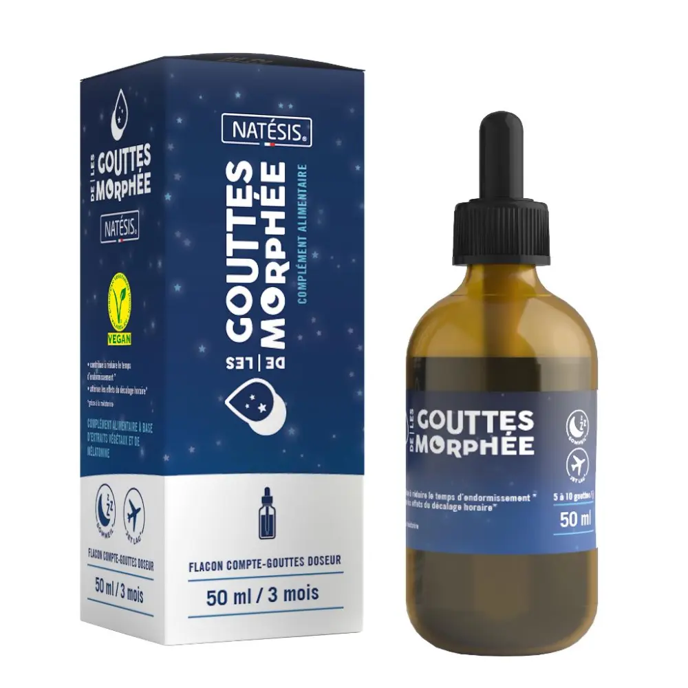 Mélatonine 1 mg en gouttes coquelicot passiflore houblon - 50 ml — Natésis