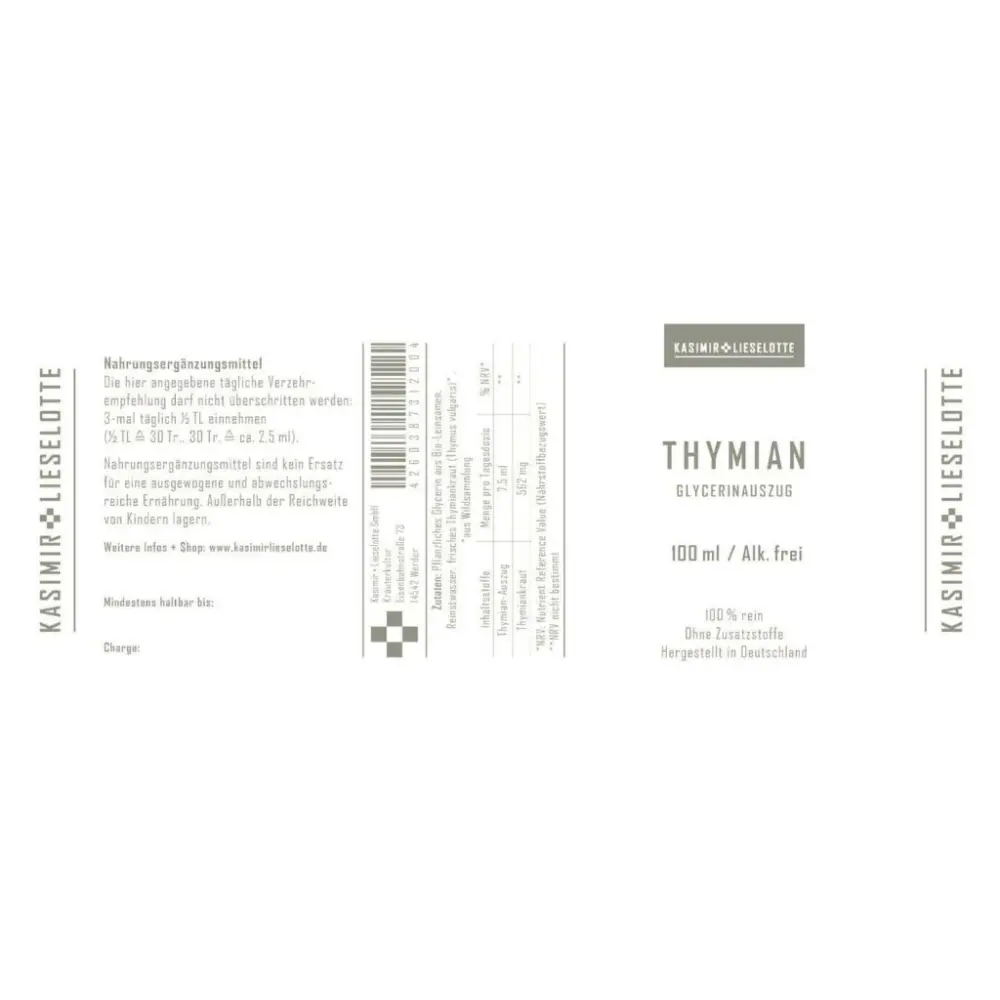 Thymian Tinktur Glycerinauszug — Kasimir + Lieselotte
