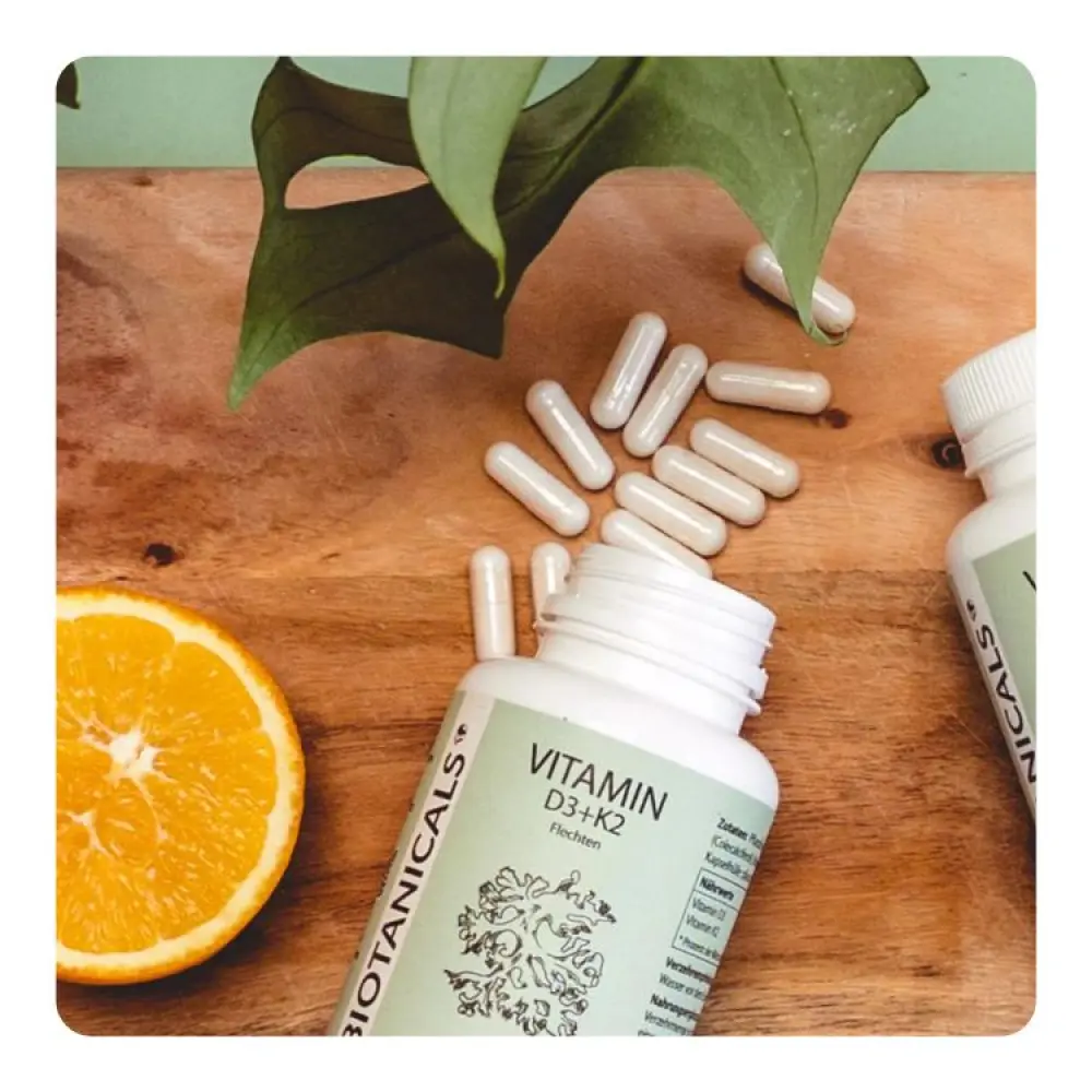 Vitamin D3 + K2 Kapseln - Vegan / aus Flechte — Biotanicals