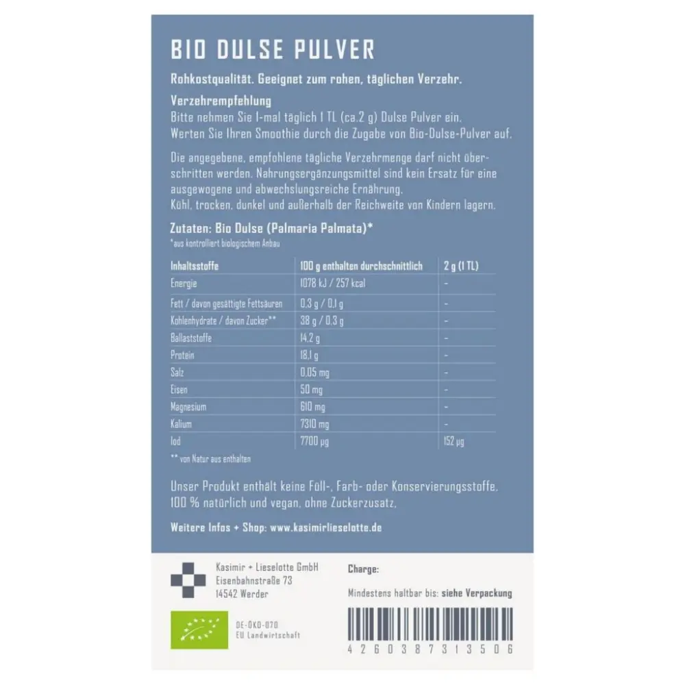 Poudre de dulse bio - algue rouge de Bretagne — Kasimir + Lieselotte