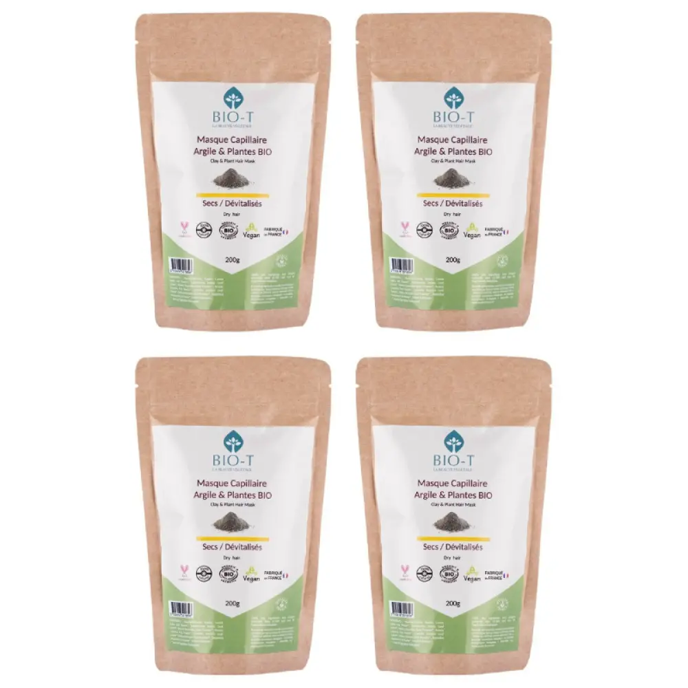 Tonerde & ayurvedischen Bio-Kräuter Maske für trockenes Haar - 4er Pack — Bio-T