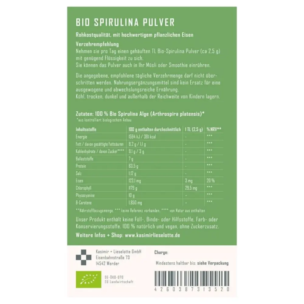 Spirulina Pulver Bio — Kasimir + Lieselotte