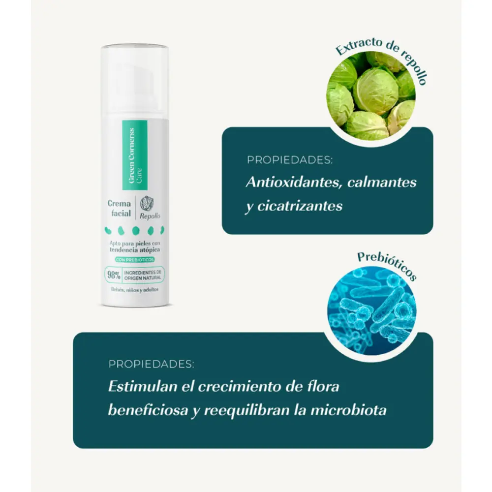Crema facial de repollo apta para piel atópica — Green Cornerss