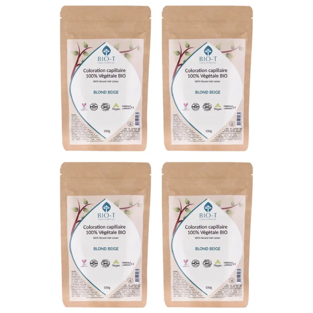 Coloration végétale bio - Blond beige - Lot de 4 — Bio-T