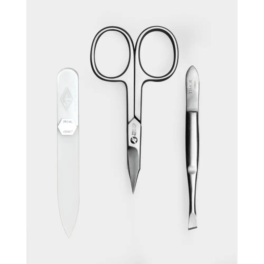 Set manucure 3 pièces brun - lime à ongles en verre — Giesen & Forsthoff Solingen
