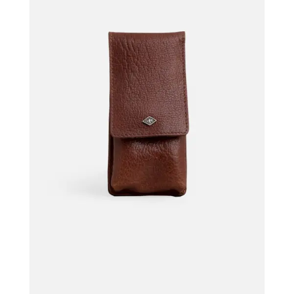 Étui en cuir pour rasoir marron