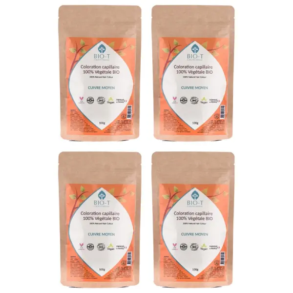 Pflanzliche Haarfarbe Mittleres Kupfer - 4er Pack