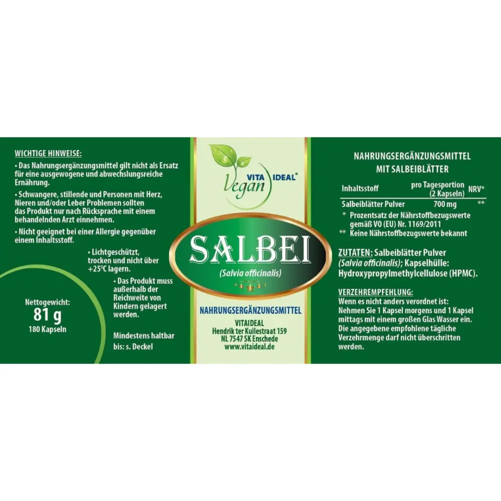 Salbei Blätter Kapseln — Vita Ideal