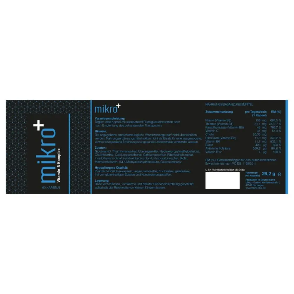 Vitamin-B-Komplex aktive Formen - 60 Kapseln — mikro+
