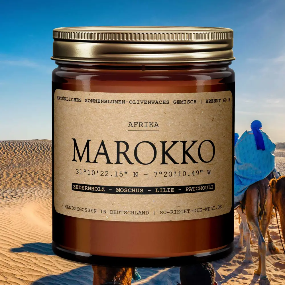 Bougie parfumée Maroc - bois de cèdre | Musc | lys | Patchouli — So riecht die Welt
