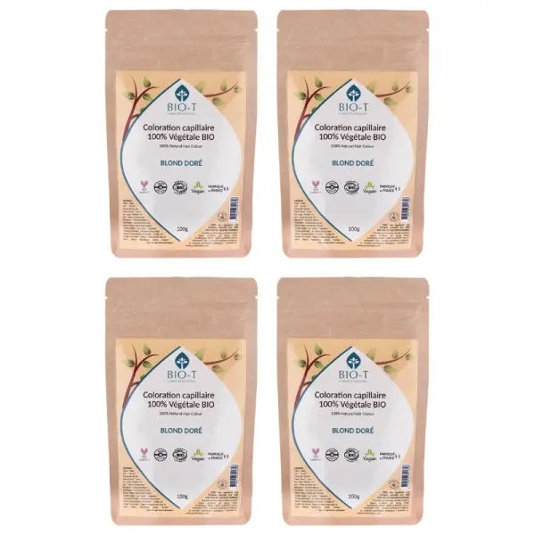 Coloration végétale bio - Blond doré - Lot de 4