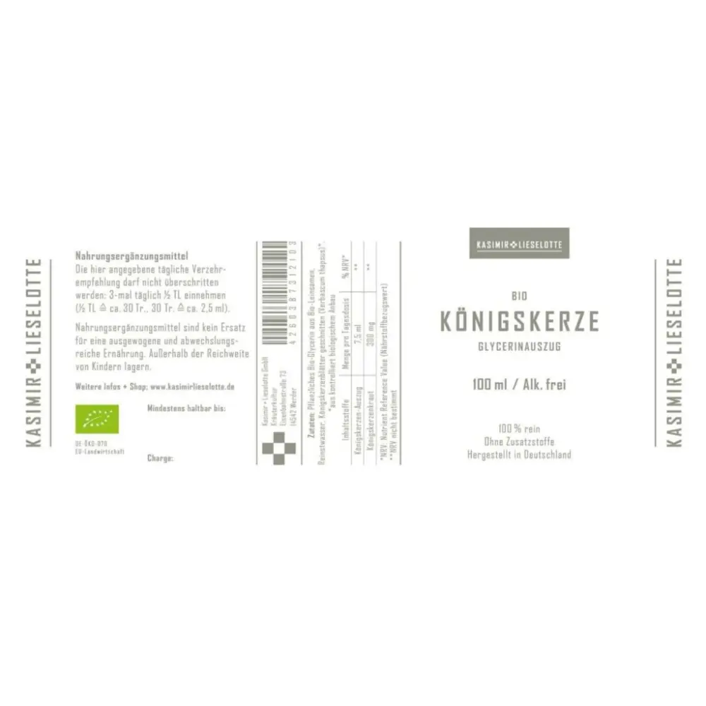 Molène bio en extrait glycériné sans alcool - 100 ml — Kasimir + Lieselotte