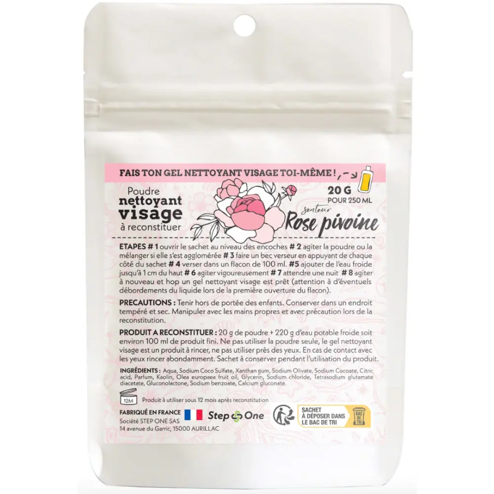 Gesichtsreiniger Pfingstrose als Pulver - 20 gr = 250 ml - Step One — Don Dandrea Deutschland