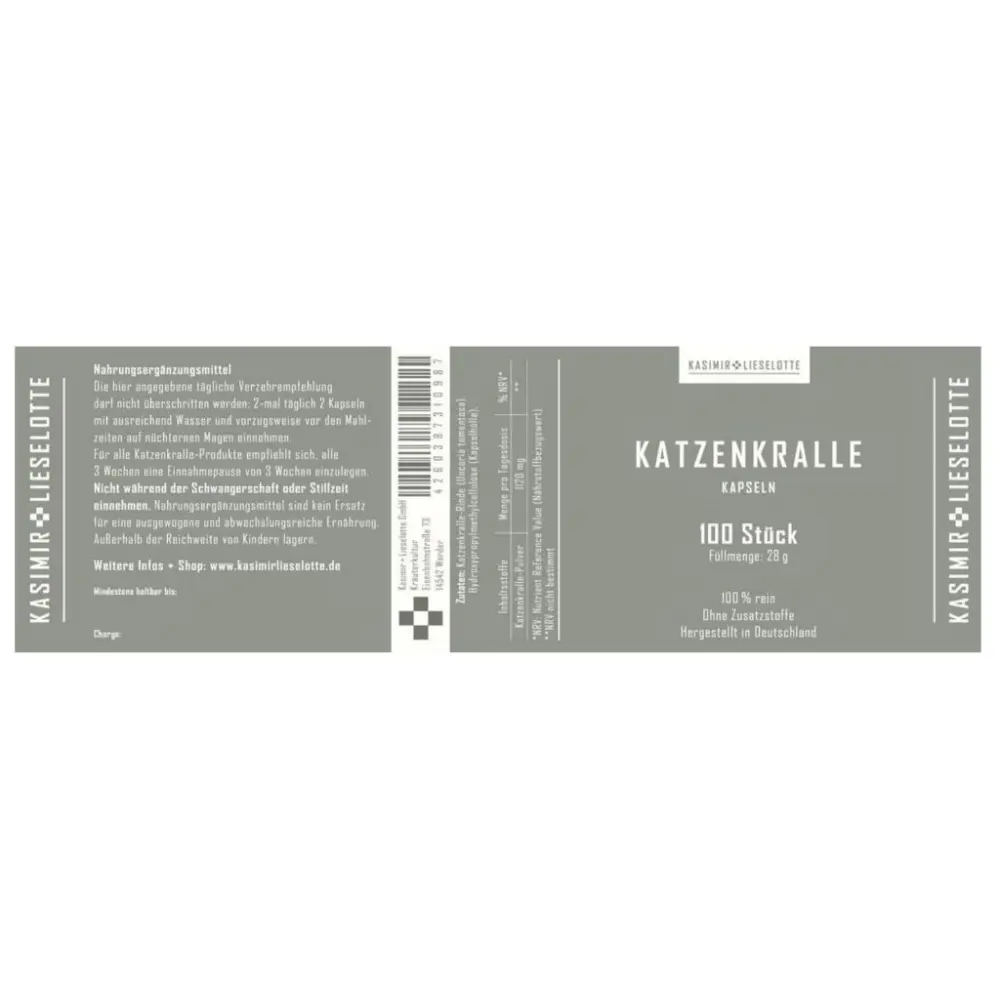 Katzenkralle Kapseln — Kasimir + Lieselotte