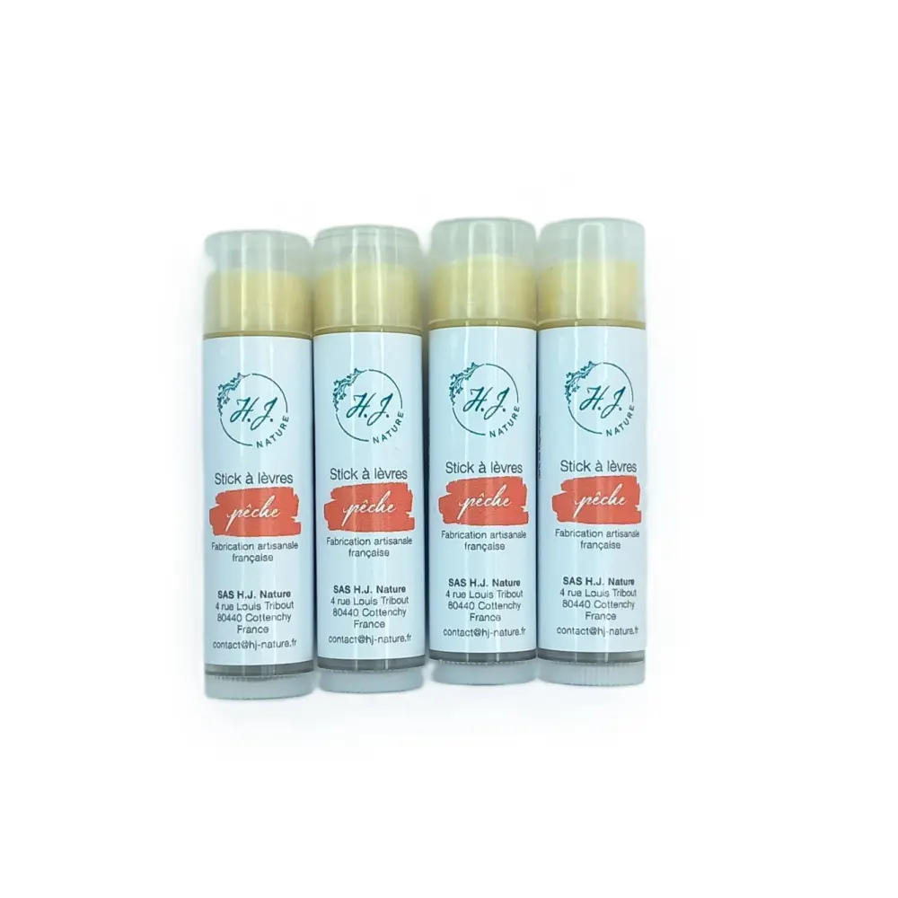 4 Natürliche Lippenpflegestifte Pfirsich — H.J. Nature