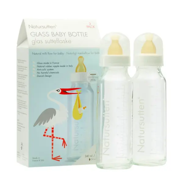 Set aus 2 Glasflaschen 240 ml mit Anti-Colic-Ventil