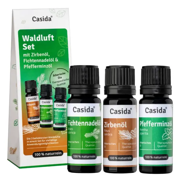 Set de 3 Huiles Essentielles - Pin Cembro + Aiguilles d'Épicéa + Menthe Poivrée