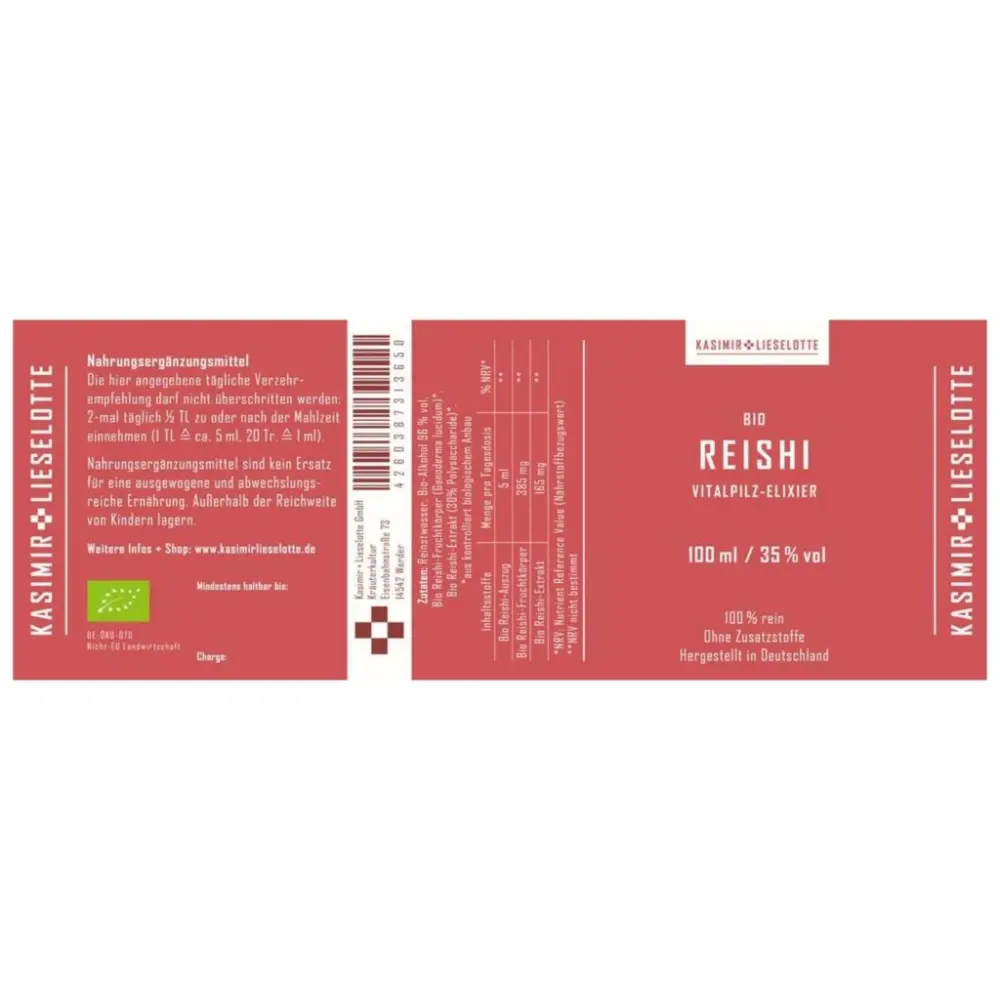 Bio Reishi-Tinktur - Flasche 100 ml — Kasimir + Lieselotte