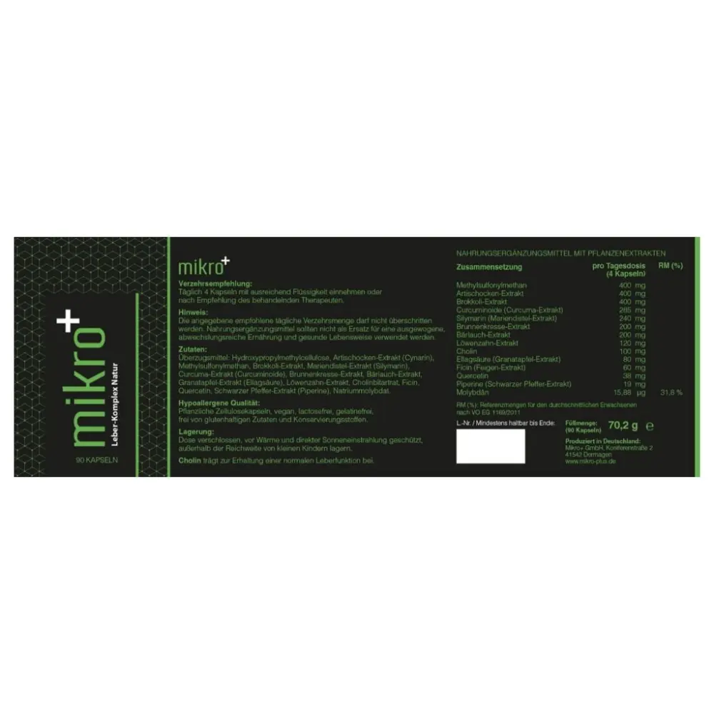 Leber-Komplex Natur mikro+ 90 Kapseln — mikro+