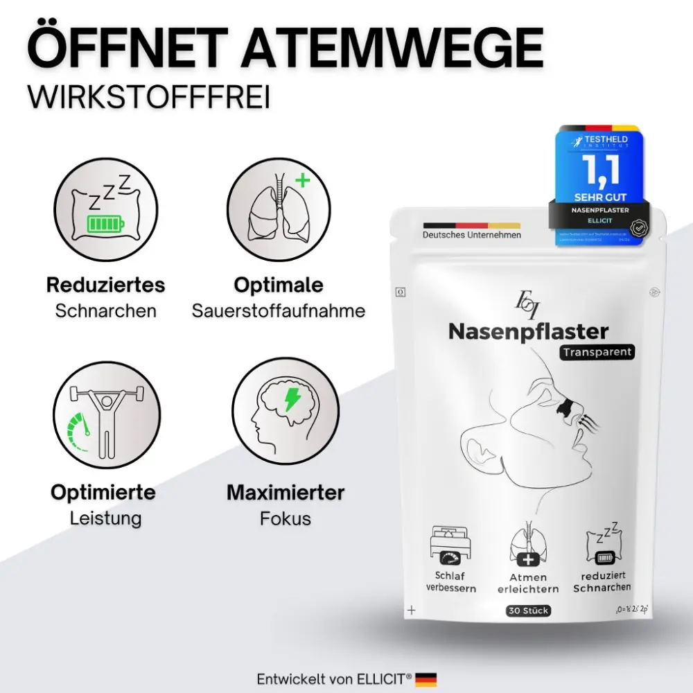 Transparente Nasenpflaster – Fördert die Nasenatmung & reduziert Schnarchen — ELLICIT®