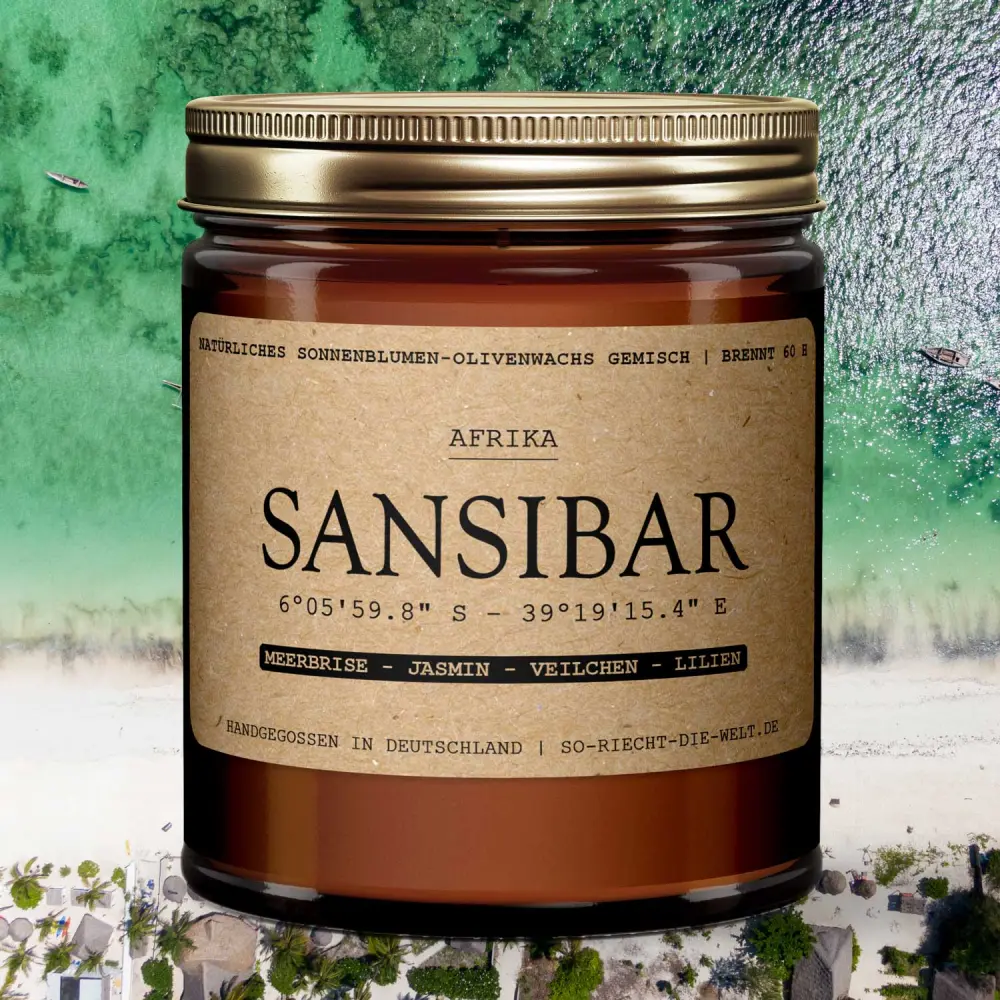 Bougie Zanzibar - Brise de mer | Jasmin | violettes | Fleurs de lys — So riecht die Welt