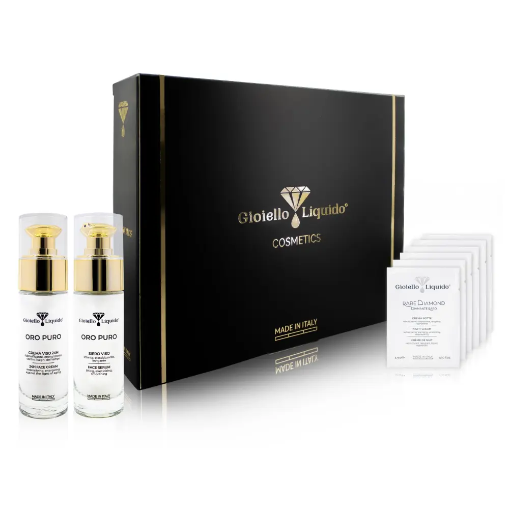 "ORO PURO" - 24h Gesichtscreme "Pure Gold" + Gesichtscreme "Pure Gold" - Anti Aging Set — Gioiello Liquido