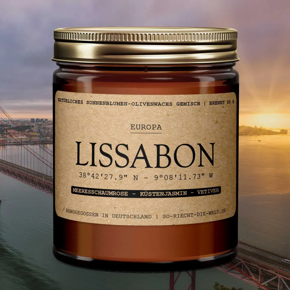 Bougie parfumée Lisbonne - rose écume de mer | Jasmin côtier | Vétiver — So riecht die Welt