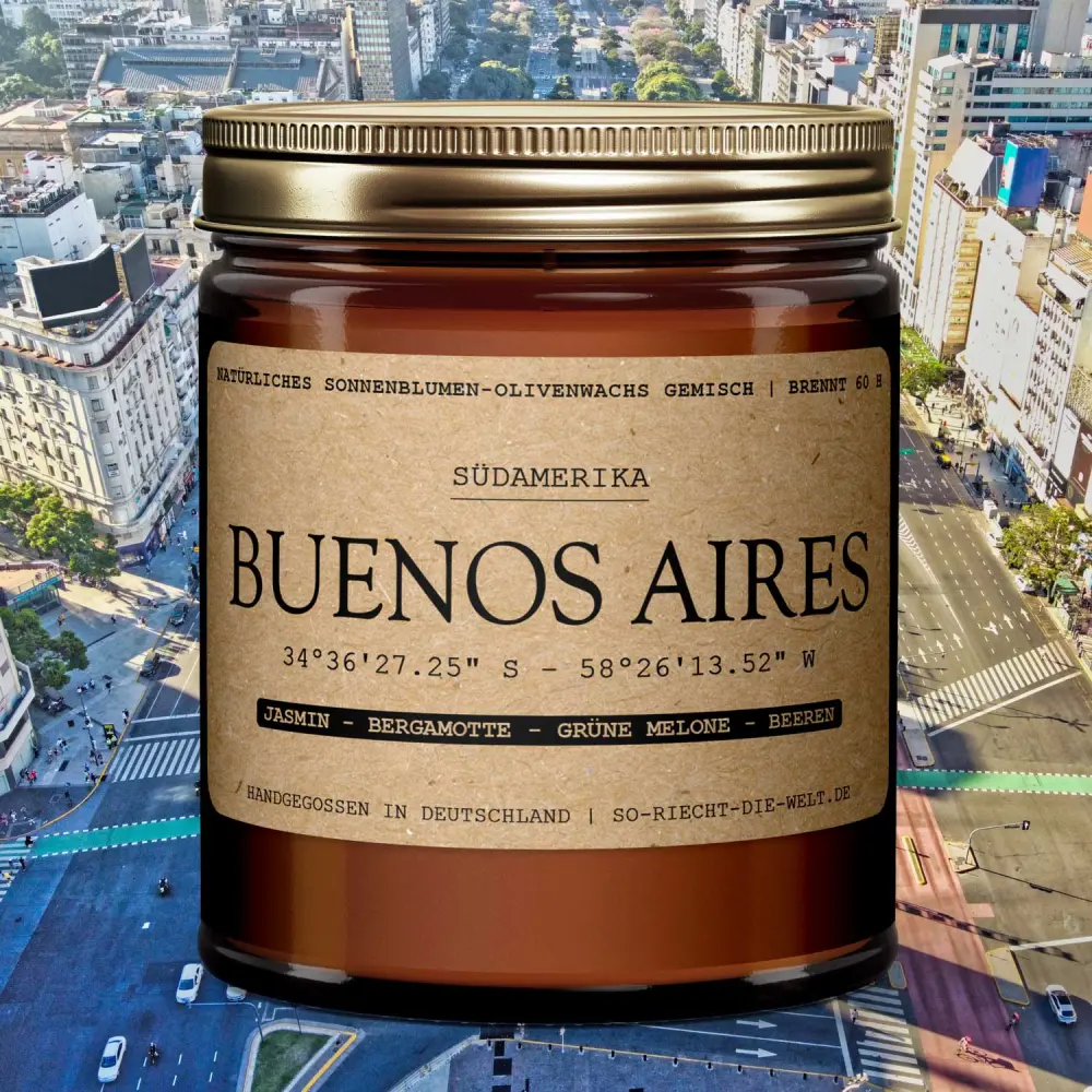 Bougie parfumée Buenos Aires - Jasmin | Bergamote | melon vert | Baie — So riecht die Welt
