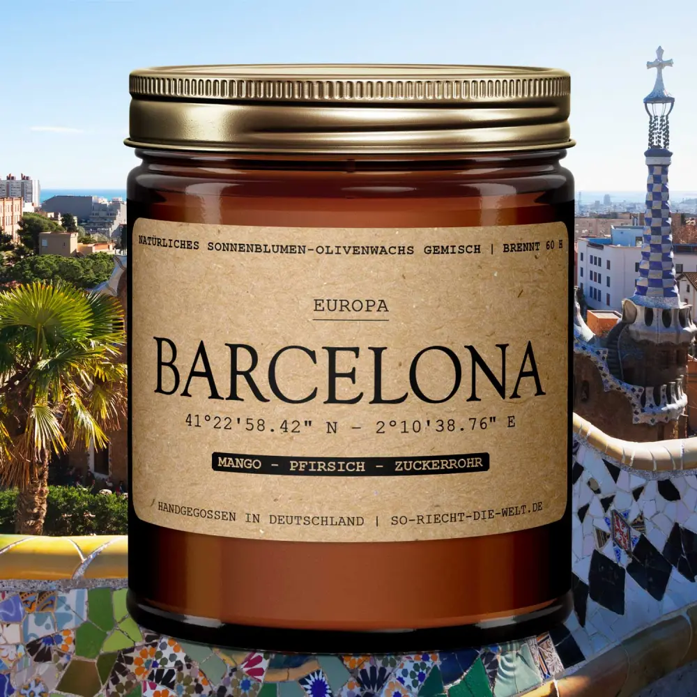 Bougie parfumée Barcelona - Mangue | Pêche | Canne à sucre — So riecht die Welt