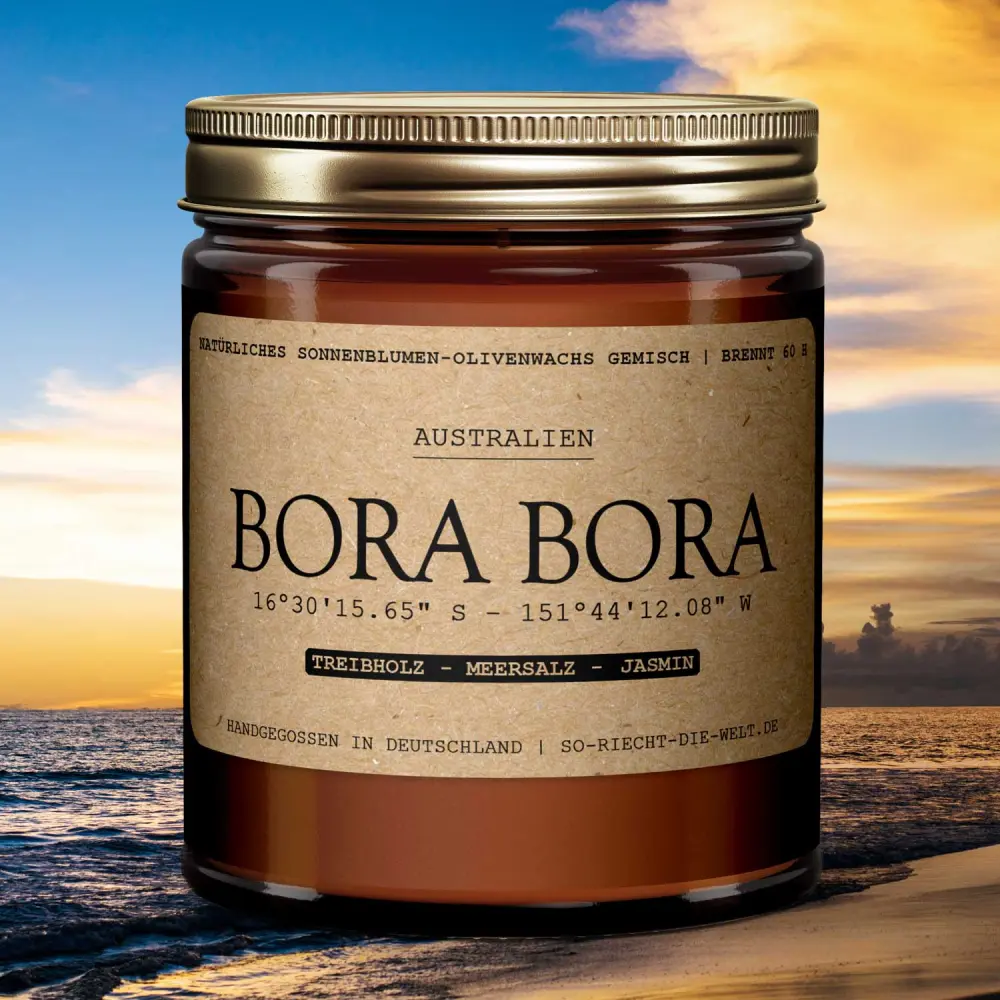 Bougie parfumée Bora-Bora - bois flotté | Sel de mer | jasmin — So riecht die Welt