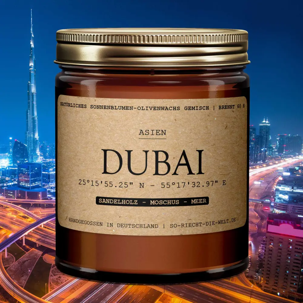 Bougie parfumée Dubaï - bois de santal | Musc | mer — So riecht die Welt