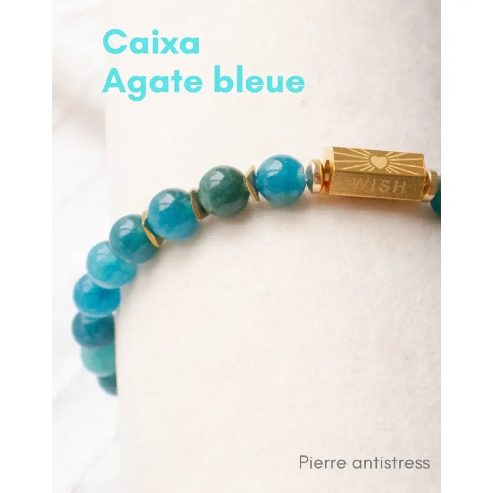 Bracelet Agate Bleue Caixa en pierre naturelle — Paloma de Bahia