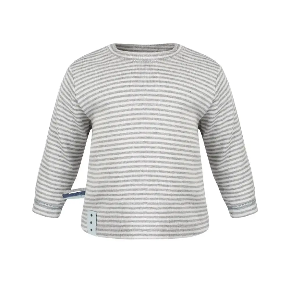 Organic Baby T-shirt - Manches Longues - Rayé - Gris — Organicera