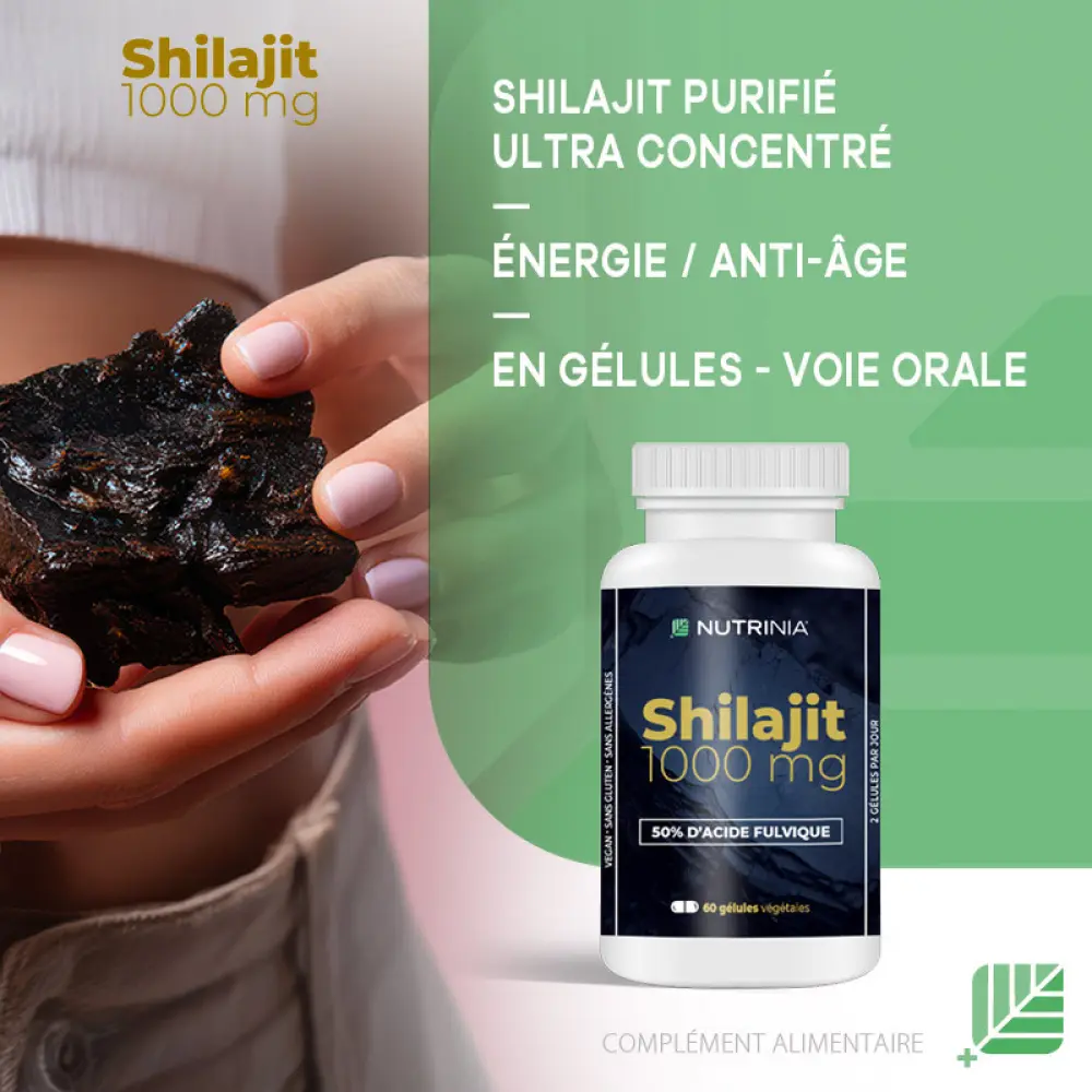 Shilajit 1000 mg - 50% Acide Fulvique - Energie & vitalité — Nutrinia