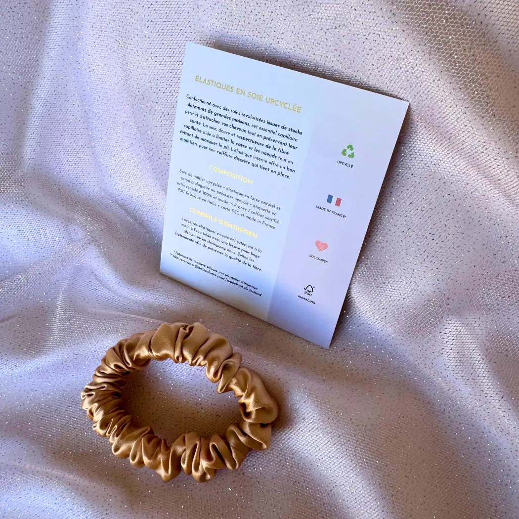 Élastique cheveux en soie upcyclée haut de gamme - Champagne (maintien souple) — Slow & Glow