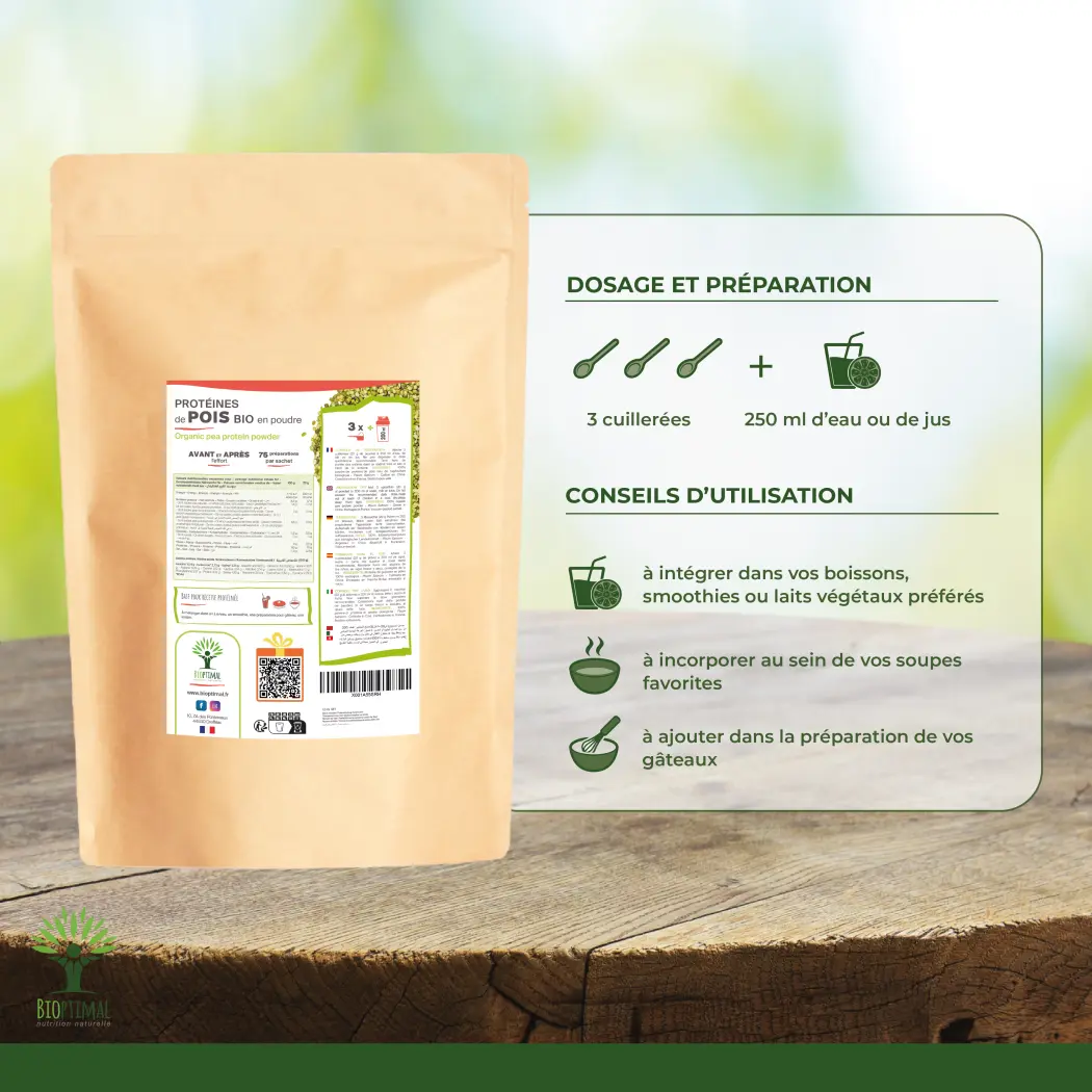 Bio-Erbsenprotein - Energie, Sport, Bodybuilding - 3000 g — BIOPTIMAL