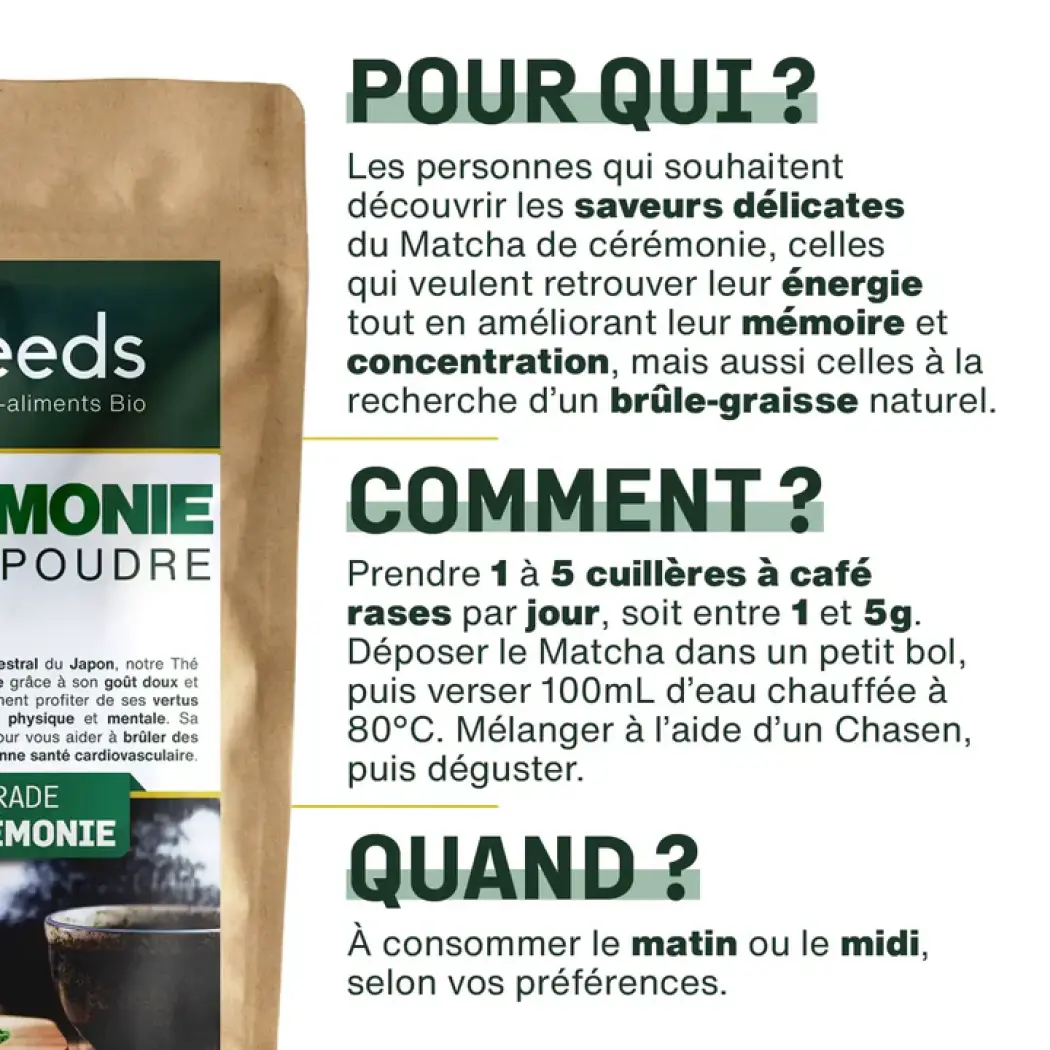 Bio Matcha Tee Zeremonie - Pulver 100 g aus Japan — Amoseeds