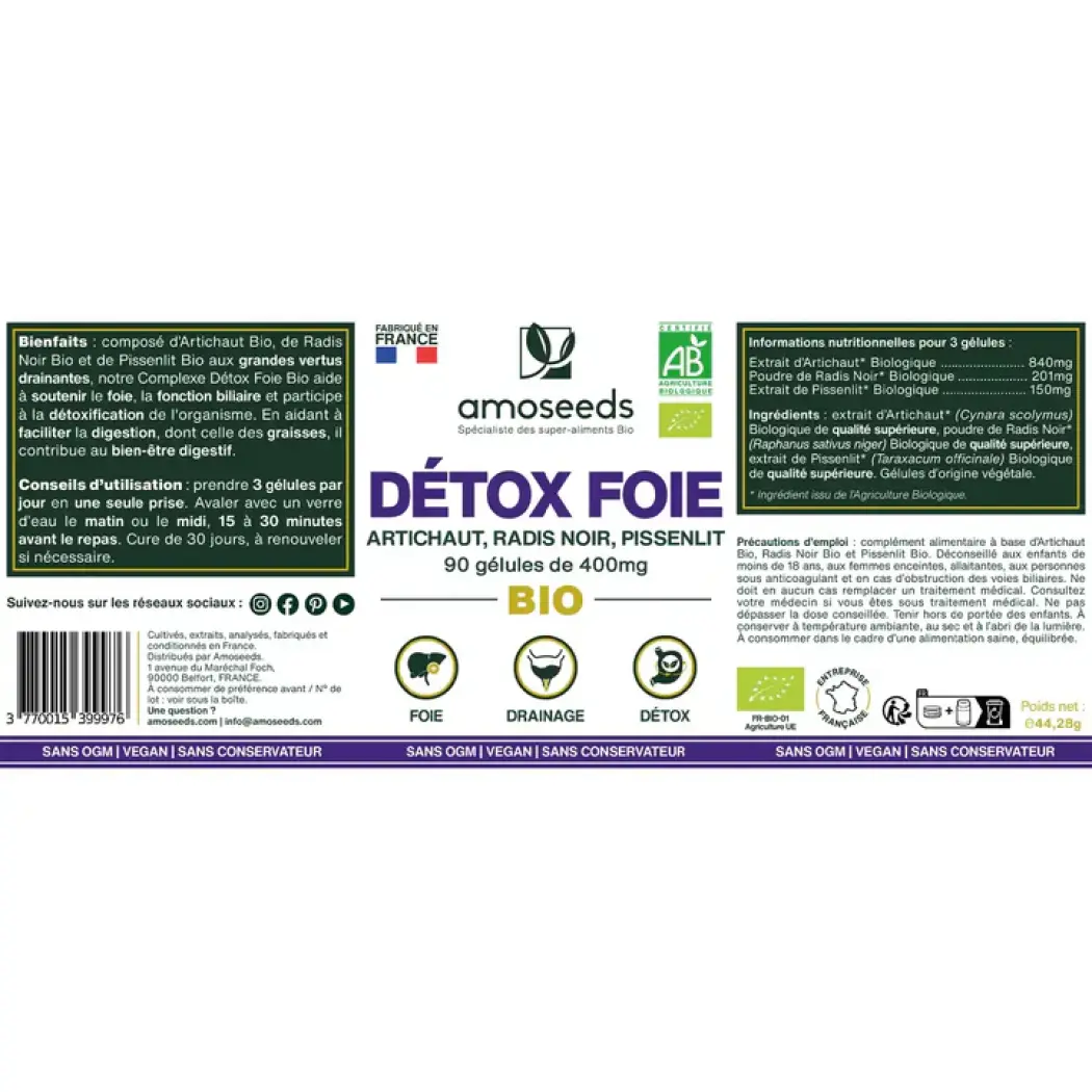 Complexe Foie Bio - Artichaut, Radis Noir & Pissenlit — Amoseeds