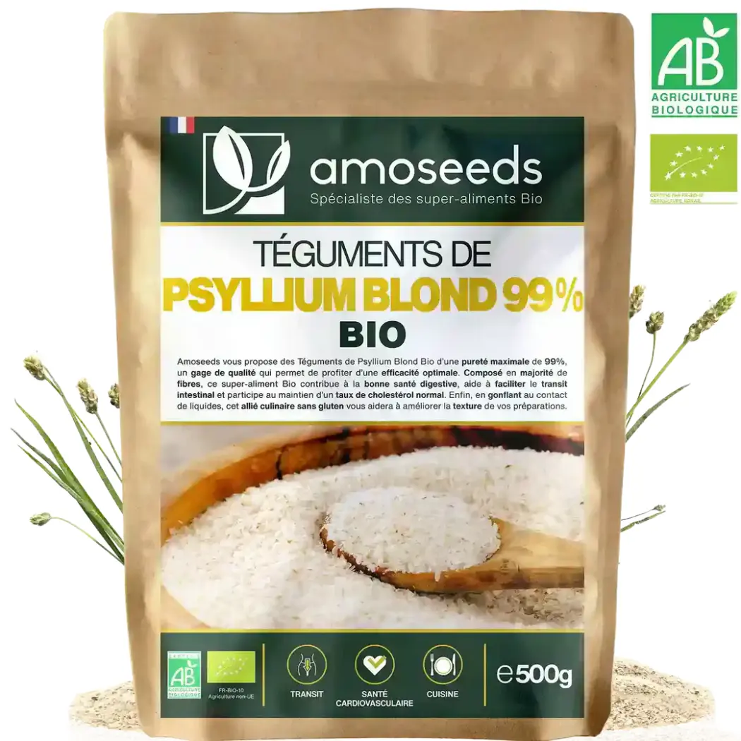 Téguments de Psyllium Blond Bio purs à 99 % — Amoseeds
