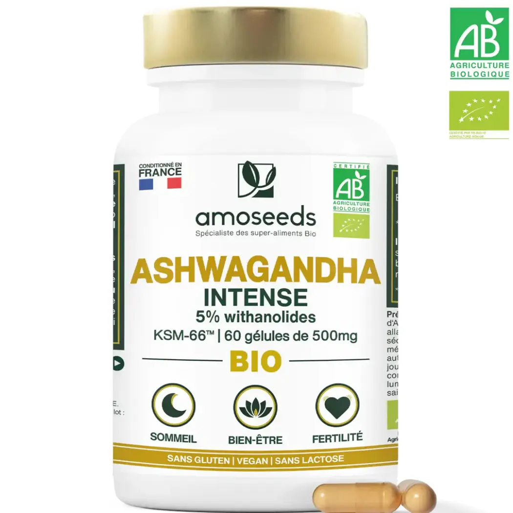 Ashwagandha KSM-66™ Bio, 5% Withanolide | 60 Kapseln — Amoseeds