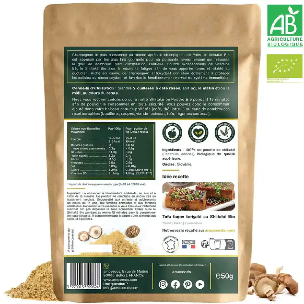 Shiitaké en Poudre Bio - 50 g — Amoseeds