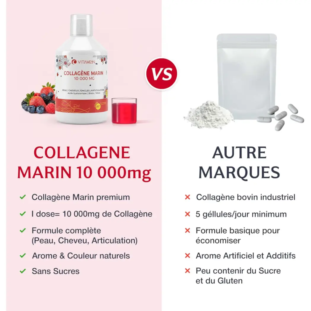 Collagène Marin Liquide 10 g, saveur Fruits rouges — Vitamoon