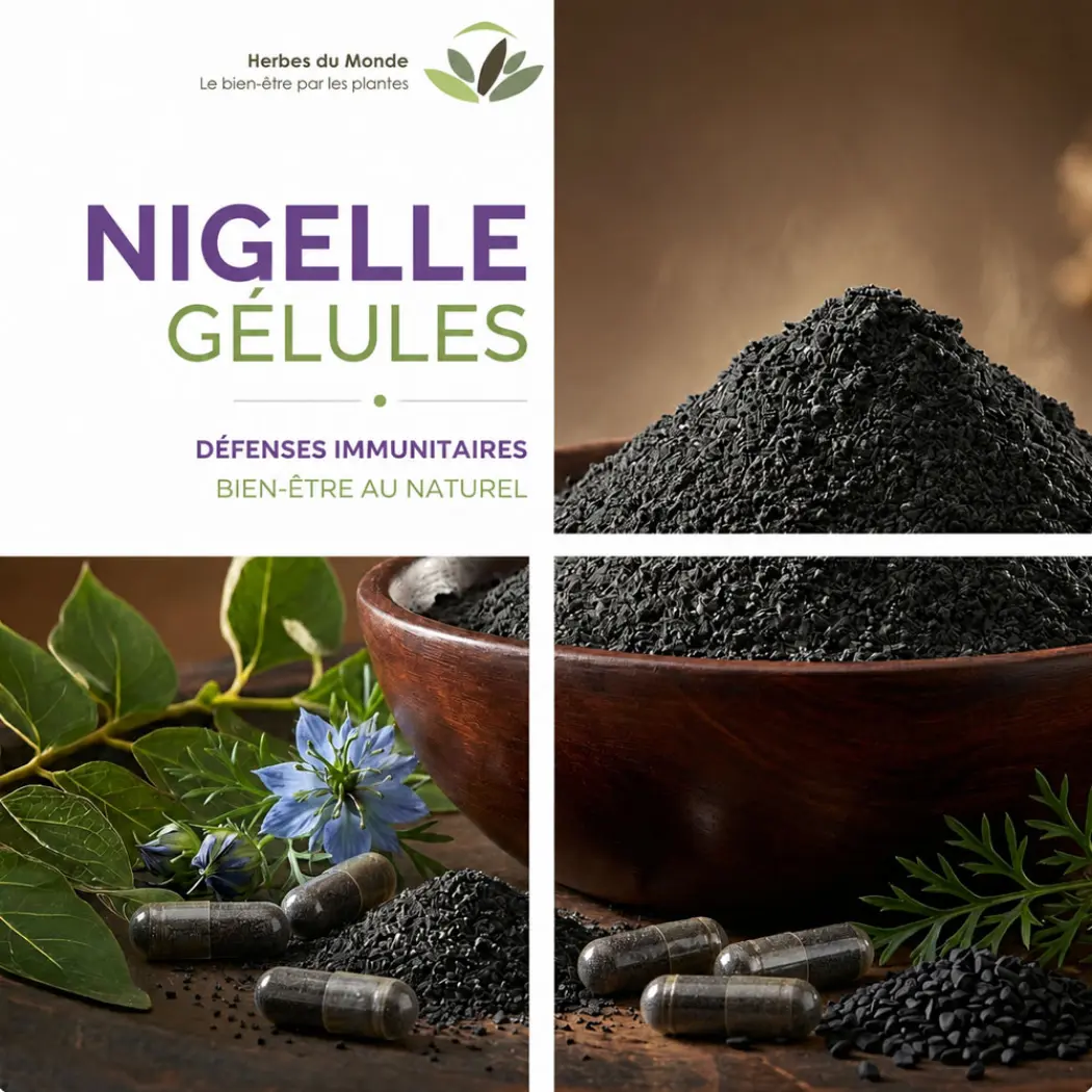 Nigelle Sativa Plus – 90 Gélules Végétales | Poudre de Nigelle Pure | Oméga 6 & Vitamines Naturelles | Complément Alimentaire Végan | Herbes du Monde — Herbes du Monde