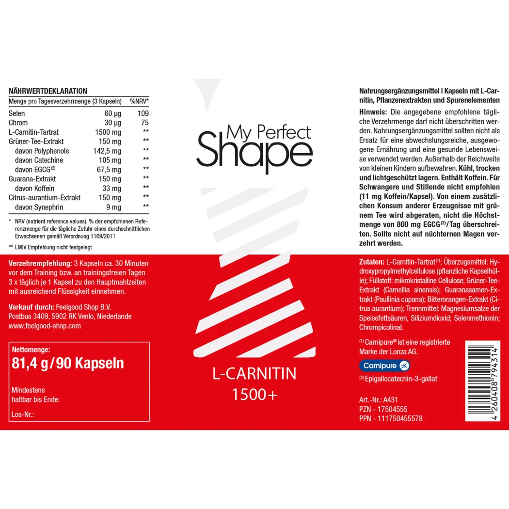 My perfect Shape L-CARNITIN 1500 plus — Green Future E-Commerce GmbH