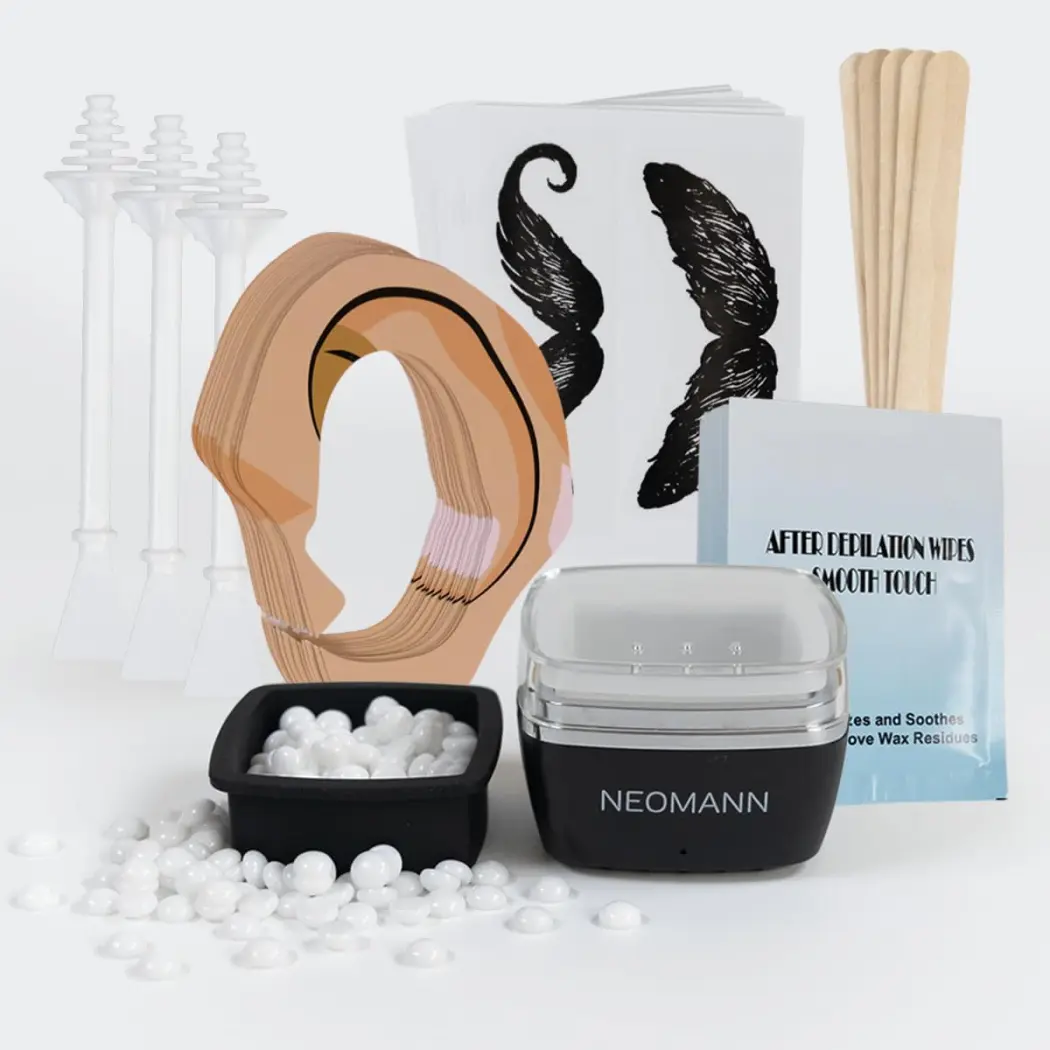 NEOMANN Waxer Mini épilation nasale à la cire - Sans douleur - Chauffe-cire USB-C - Perles de cire de 100 g - Applicateurs, capuchons de protection et sac — NEOMANN