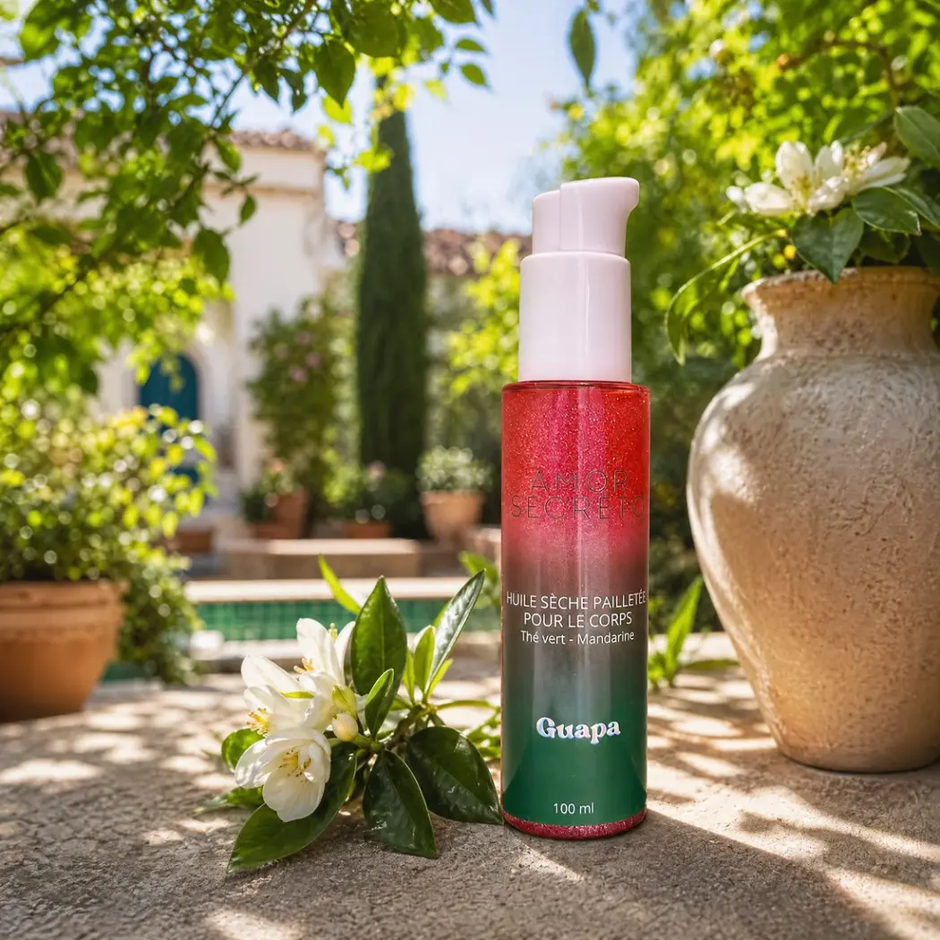 GLITZERNDES KÖRPERÖL – GRÜNER TEE & MANDARINE – 100 ML — GUAPA
