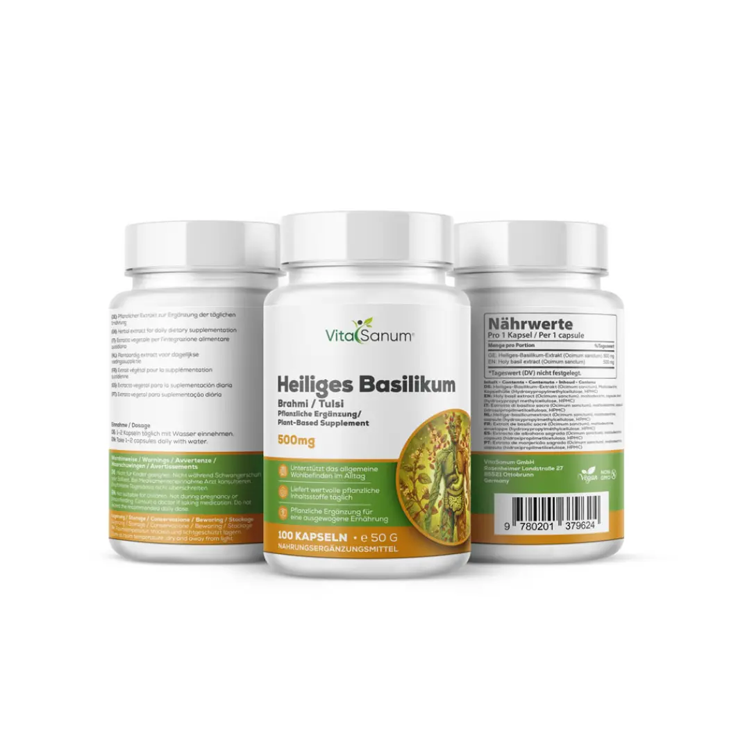 Heiliges Basilikum Tulsi 500 mg - 100 Kapseln — VitaSanum
